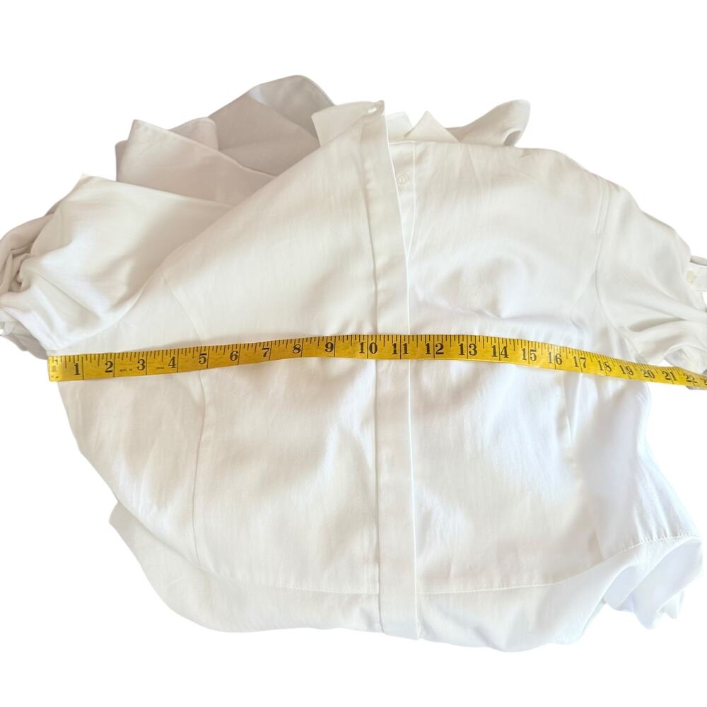 BcbgMaxazria Beatryce White Asymmetrical White Dress Size L 100% Cotton - Picture 13 of 16